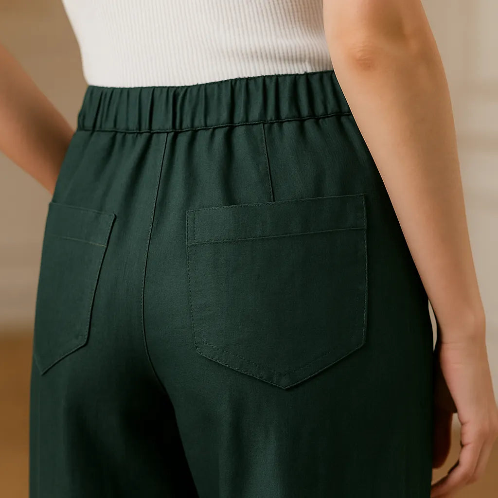 [Pague 2, Leve 3] Kit de Calças Femininas Evelina com Cintura Alta em Poliéster e Malha de Seda Gelo